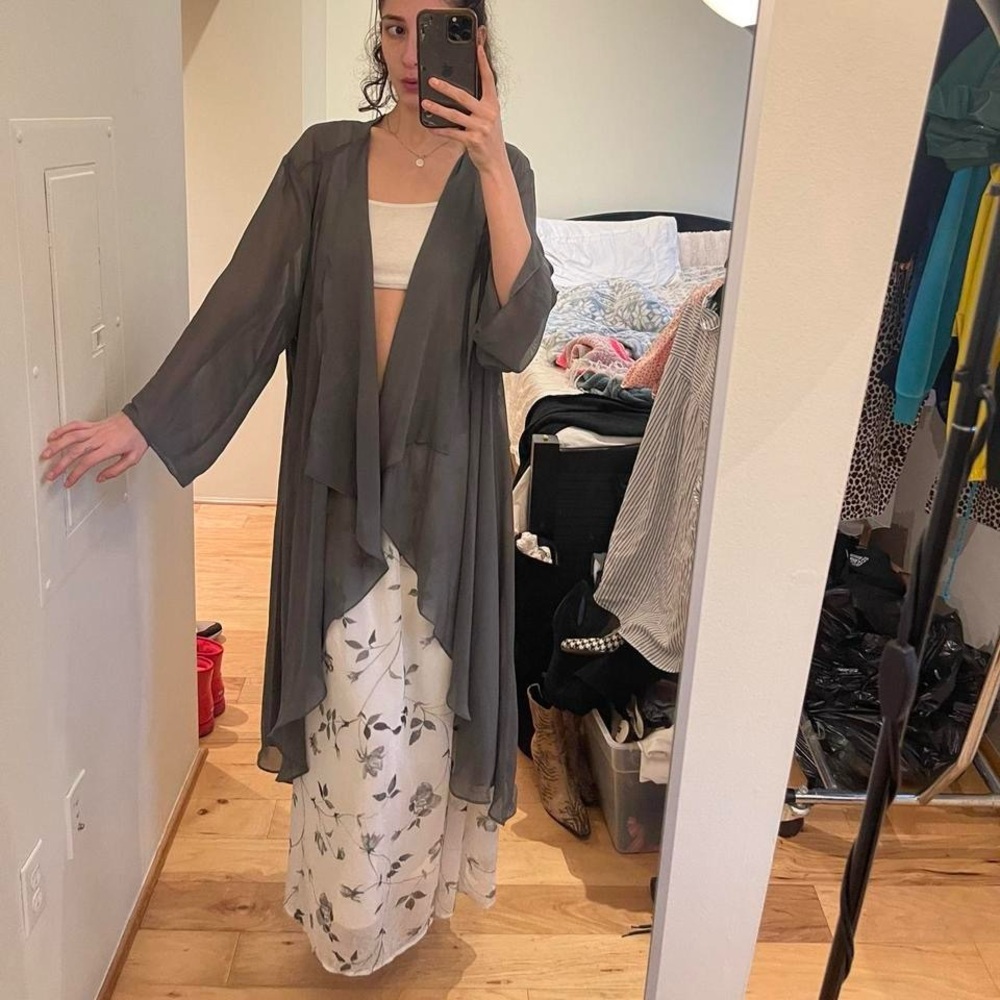 Gray Sheer Cardigan